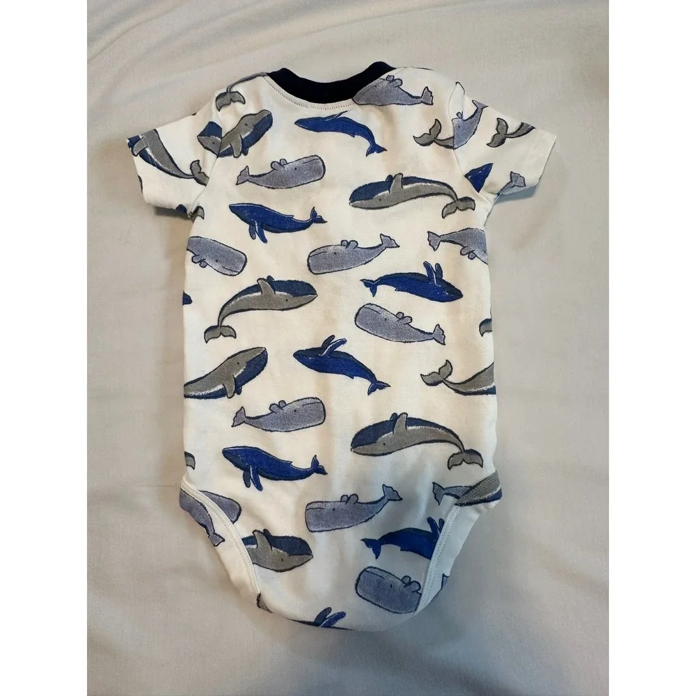 Carter's Baby Boy Whale Print Bodysuit Navy Blue White 12M‎